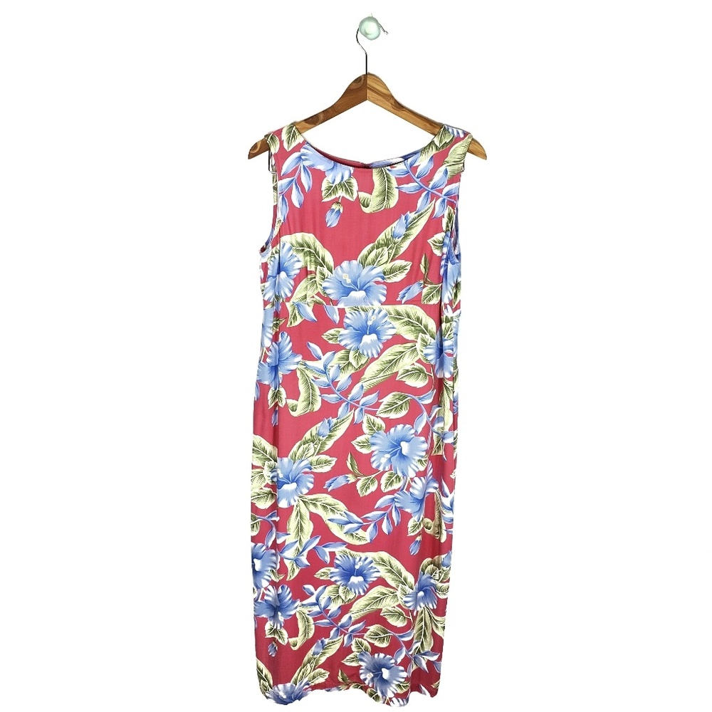 La Cabana Coral Hawaiian Print Maxi Dress